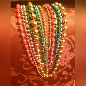 Party Necklaces Beads Lot of 7, Multi-Colored NWOT